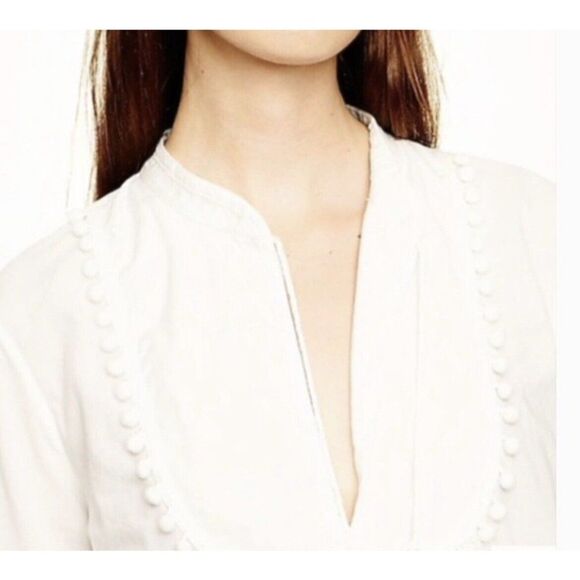 J Crew Pom-Pom Tassel Swim Beach Tunic Top‎ Womens Medium A7444 White - Picture 2 of 9